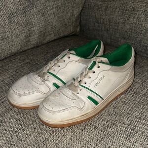 Boys Nautica White and Green Retro Sneakers with Gum Sole